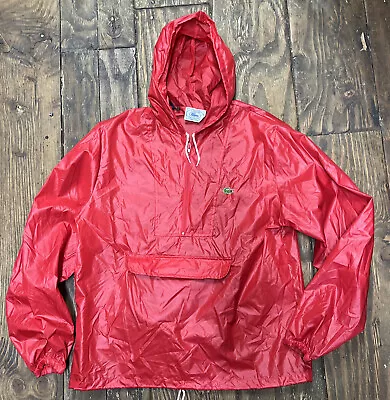 Vintage Alligator Lacoste Izod Anorak Mens M Red Pullover Windbreaker • $65.76