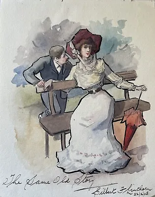 Edwardian Watercolour ‘Same Old Story’ Gilbert F Linthorn 1905. • £170