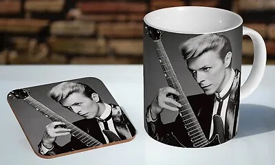 David Bowie Fantastic BW Guitar - Tea / Coffee Mug And Coaster Gift Set • £10.85