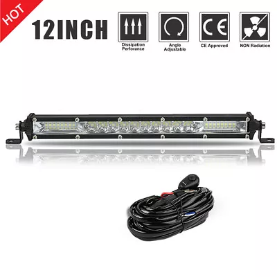 12 Inch LED Light Bar Combo Spot Flood + Wiring Driving Off Road SUV Truck ATV • $20.89