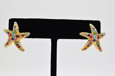 Sugarfix Starfish Earrings Rhinestone Crystal Under Sea Gold Tone Stud BinA14 • $9.56