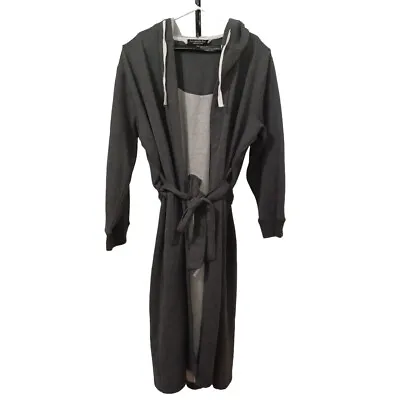 Alexander Del Rossa Hooded Robe Men's Medium/knit/lined/belted/grey-white • $9