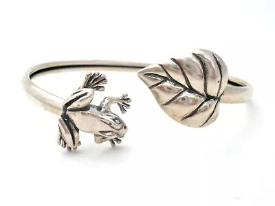 Kabana Frog Lily Pad Cuff Bracelet Sterling Silver Toad Signed Vintage • $139