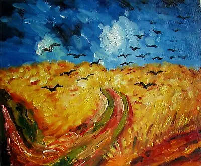 Van Gogh Wheat Field With Crows Repro Quality Hand Painted Oil Painting 8x10in • $46.95