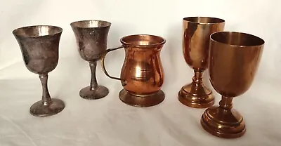 Collection Of Miniature Metal Goblets And Tankard Silver Plate/Copper/Metal • £11.99