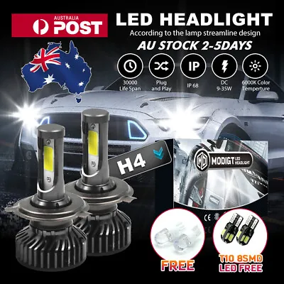 $30.68 • Buy H4 9003 380000LM T 2200W LED Headlight Kit Lamp Bulbs Globes Hi-Low Beam Upgrade