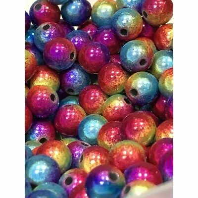 Acrylic Miracle 3D Beads 5 6 8 10mm ‘two Tone Rainbow’ Wholesale Glow Disco • £5