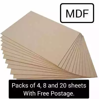 MDF Sheet Packs A2 A3 A4 A5 Crafts Laser Cut 3mm 6mm CNC Pyrography Fibreboard • £3.50