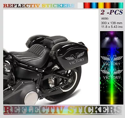 Reflective Victory Motorcycles USA 'V' Stickers / Decals For Saddlebags Cases • $27