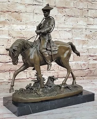 Handcrafted Detailed Man Riding Horse By French Artesian PJ Mene Bronze Decor • $419.40