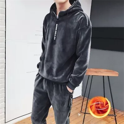 Men's Tracksuits 2 Piece Outfit Sweat Suit Casual Jogging Suits Velvet Set • $60.80