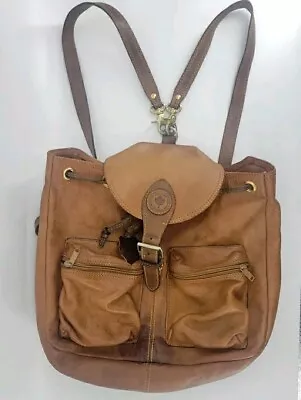 Vintage Delane Canada Leather Backpack Bag Caramel Brown • $45