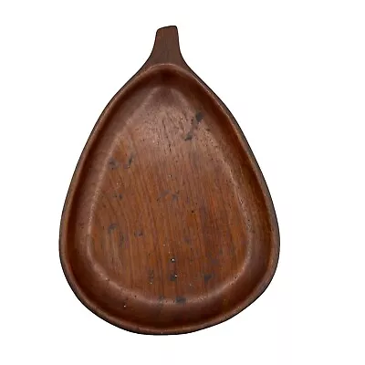 Mahogany Wooden Leaf Pear Shaped Tray  Bowl 10  X 6.5  Mid Century Modern Vntage • $15.95