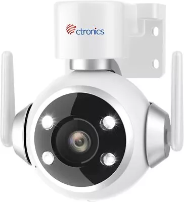 Ctronics Security Camera Outdoor Wi-Fi 2.4GHz 1080P 360° PTZ IP Camera White • $22.09