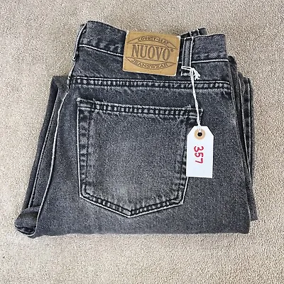 Vintage Nuovo Jeans 34x30 Made In USA Black Stonewashed Wash Denim Baggy Tapered • $45