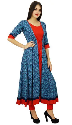 $43.99 • Buy Bimba Womens Designer Flaired Kurta Dress Indian Clothing Printed-MEs