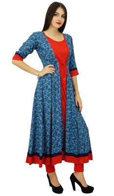 $43.99 • Buy Bimba Womens Designer Flaired Kurta Dress Indian Clothing Printed-MEs