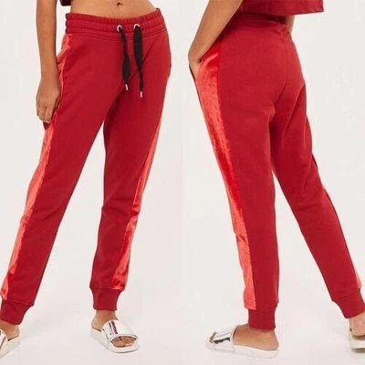 $39.44 • Buy Ivy Park Joggers Oversize Chili Red Velour Panel Side Stripe Size S