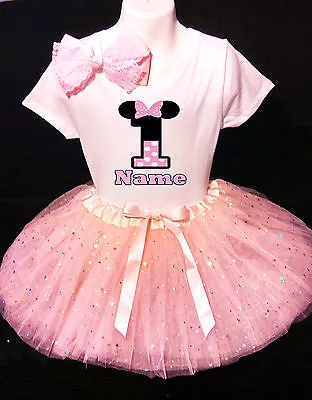 MINNIE MOUSE **With NAME** 1st First 1 Birthday Pink Tutu Dress Fast Shipping  • $17.50