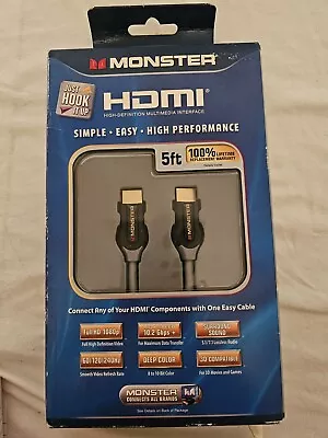 Monster HDMI High-Performance Multimedia Interface Cable 5 Ft. Easy Simple NOS  • $12.99