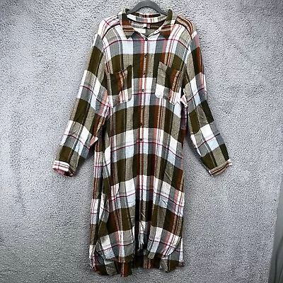 Pilcro Multi Color Plaid Long Sleeve High Low Maxi Shirt DRESS XL Anthropologie • $44.88