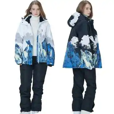 Men Women Mountain Skiing Suits Windproof Warm Snow Jacket Snowboarding Suit • $294.29