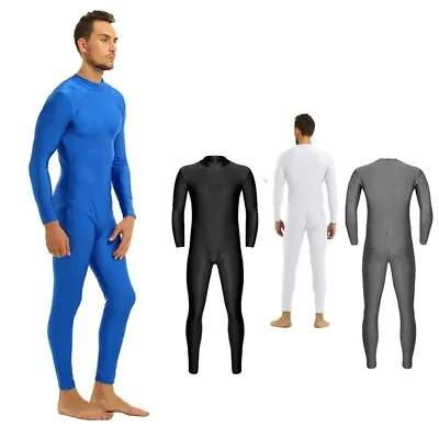 Mens Adult One Piece Leotard Jumpsuit Vest Skin-Tight Unitard Bodysuit Dancewear • £16.02