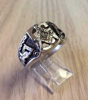 $45 • Buy Masonic Mans Ring Sterling Silver Size 9.50 Symbols