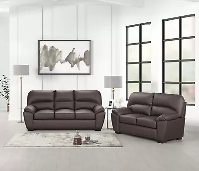 NEW Brown 2PC Sofa Loveseat Leather Gel Contemporary Modern Living Room Set • $1199.99