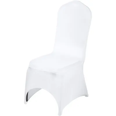 £70.98 • Buy VEVOR Universal 50pcs Chair Covers Arched Front Slip Spandex Wedding Party White