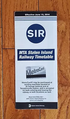 2014 Sir Staten Island Railway Mta Timetable Nyc Subway Nycta Ny Nyc Transit • $19.99