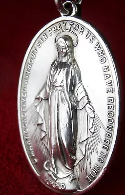 Carmelite Nun Vintage 11GR. Sterling Catherine Labouré Catholic Miraculous Medal • $84.99