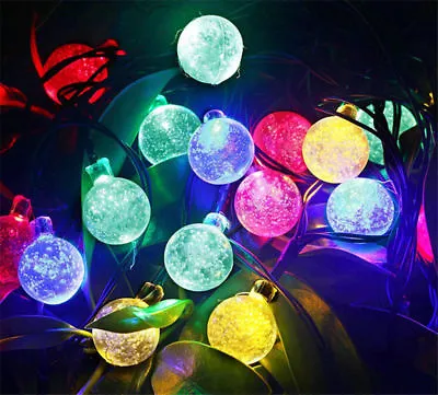 20ft 30 LED Solar String Ball Lights Outdoor Waterproof Warm White Garden Decor • $10.98