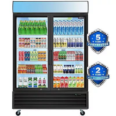 Commercial Glass 2 Door Merchandiser Refrigerator 54'' Display Cooler 44.7 Cu.ft • $2099.99
