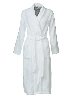 Womens Slenderella White Cotton Velour Waffle Dressing Gown Hotel Spa Bath Robe • £27.54