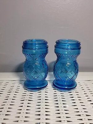 Vintage Wheaton Lot Of 2 Blue Glass Bottles Jars  4  New Jersey USA • $22.99