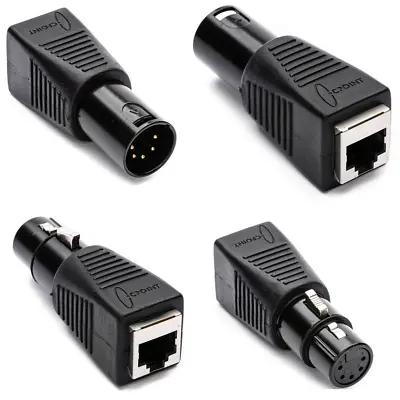 Gold RJ45 Ethernet Cat 5 To 5 Pin XLR DMX Female & Male Adapter Converter Set • $25