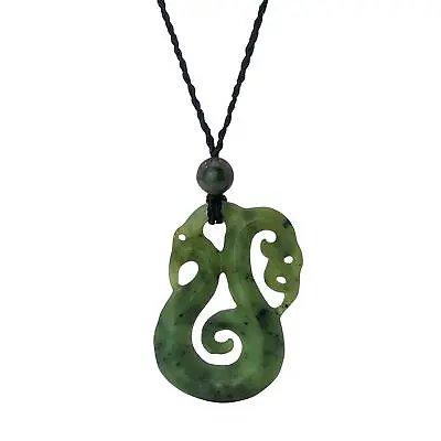 Nephrite Jade Necklace Green Maori Style Hei Matau Koru Pendant - 81stgeneration • $171.12
