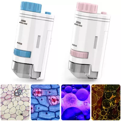 $12.68 • Buy Kids Mini Pocket Microscope 60-200x Handheld Magnification Lens With LED Light