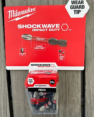 MILWAUKEE PZ2 25mm Impact Driver Bits Pozi Screwdriver Bit SHOCKWAVE IMPACT X 25 • £9.99