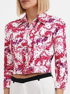 Womens Versace Jeans Couture Vintage Jacker Printed Pink Crop Y2K Size S • $130