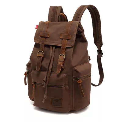 Vintage Canvas Travel Laptop Camping Hiking School Backpack Bag Rucksack Satchel • $46.99