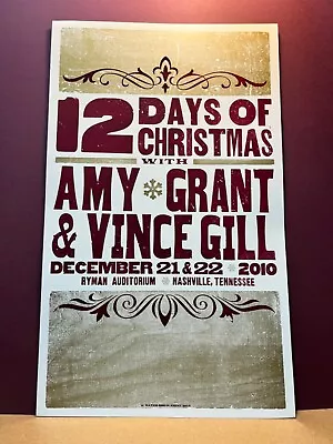 Amy Grant Vince Gill 2010 12 Days Of Xmas  Ryman HATCH SHOW PRiNt POsTER • $199.99