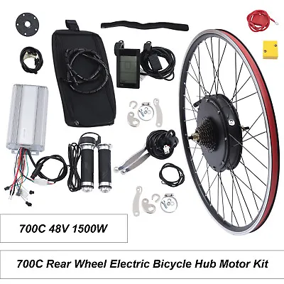 For Electric Bike LCD Display 700C Rear Wheel Hub Motor Conversion Kit 48V 1500W • $269.80