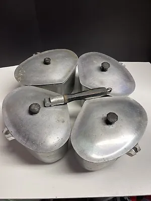 Vintage Super Maid Cookware Triangle Cast Aluminum Cooking Pots & Lids Handle  • $124.99