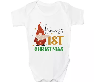 Personalised Christmas Baby Grow First Xmas Vest Gonk Sleepsuit Santa Cute Gift • £6.99