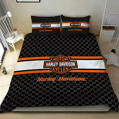 Harley-Davidson Impressive Horizontal Stripes Black Duvet Covers Set (4pcs) • $59.99