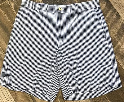 Men's Southern Tide Skipjack Blue White Checks Seersucker Shorts Size 34 • $19.95