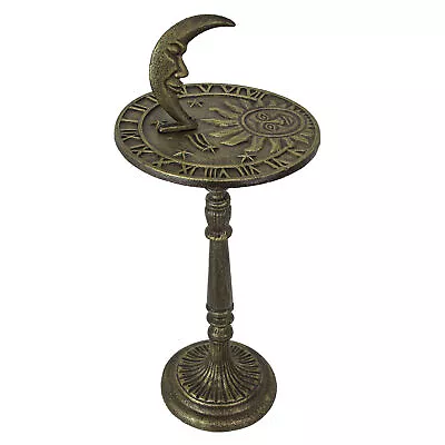 23in Bronze Cast Iron Celestial Sundial Decorative Garden Pedestal Sun Clock • £76.32