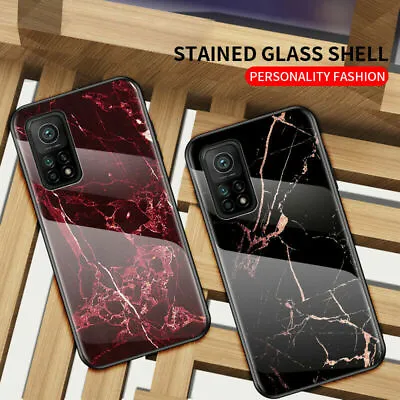 For Xiaomi Mi 10T Pro Luxury Marble Tempered Glass Phone Back Case Hybrid Cover • $11.33